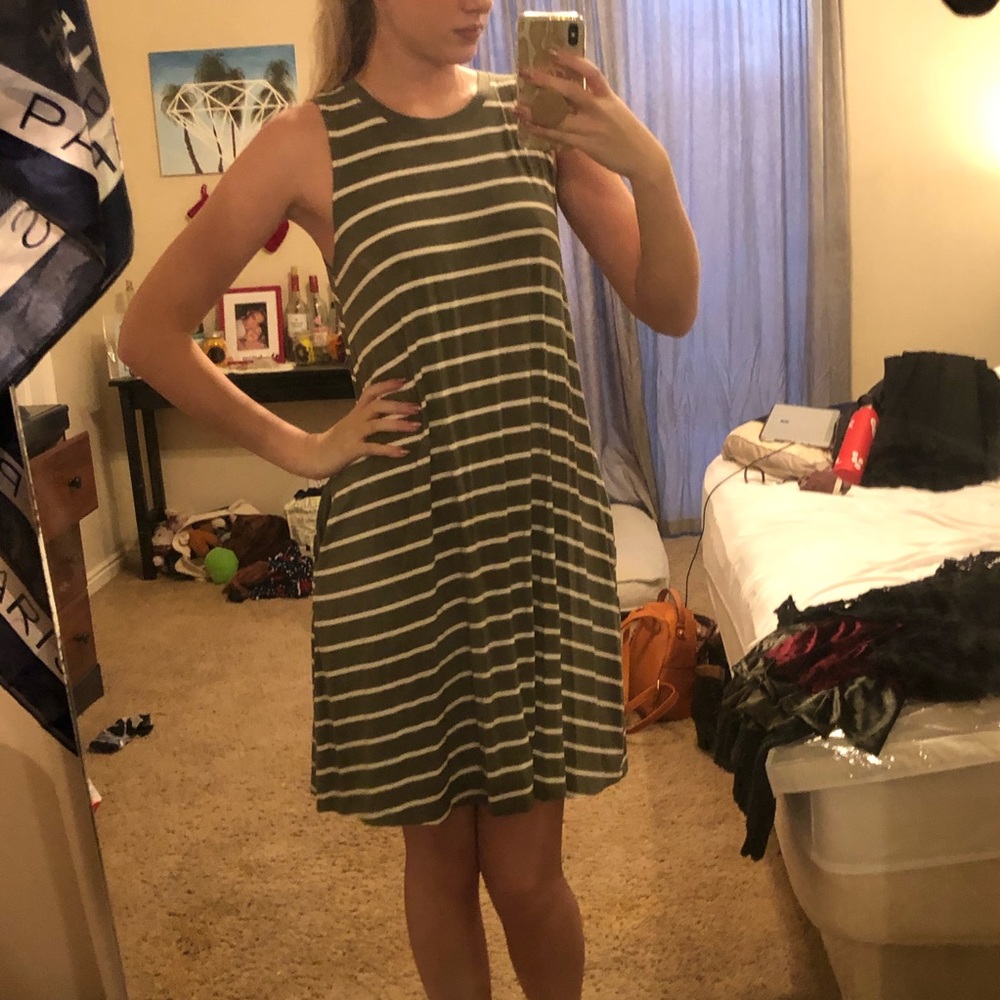 Green Stripped Midi Dress